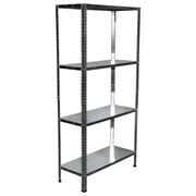 Стеллаж металлический BOOMHOUSE (БУМХАУС) 1500x750x300 мм, 4 полки, нагрузка на стеллаж до 120 кг, серебристый, 291418