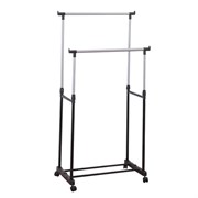 Вешалка для плечиков двухъярусная BOOMHOUSE (БУМХАУС) GR-003 (900-1600x800x400 мм), пластик/металл, черный/хром, 701438