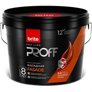 Фасадная краска Brite белая, матовая, база А, ведро 9 л