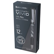 Ручка гелевая с грипом BRAUBERG "GRAPHITE VIVID", ЧЕРНАЯ, пишущий узел 0,5 мм, линия письма 0,35 мм, 144542
