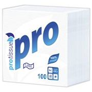 Салфетки бумажные 100 шт., 24х24 см, PROtissue COMFORT, белые, 100% целлюлоза, С184