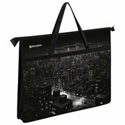 Папка для рисунков и чертежей с ручками BRAUBERG А3, пластик, молния сверху, "Night city", 273410
