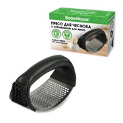 Пресс для чеснока с отбойником для мяса, нержавеющая сталь + пластик, черный, BOOMHOUSE, 702094