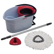 Швабра с отжимом и ведром 10л VILEDA "УльтраСПИН Мини", отжим с педалью, насадка, красный 158011