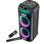 Портативная аудиосистема KAIGO (КЕЙГО) GE-P28A + микрофон и пульт В ПОДАРОК, 80 Вт, EQ, Bluetooth, USB, Micro SD, AUX, LED, TWS, FM, 514227