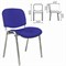 Стул для персонала и посетителей "ИЗО", хромированный каркас, ткань синяя С-06 - фото 11111637