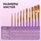 Кисти синтетика BRAUBERG, НАБОР 10 шт., фиолетовые (Круглые; Овальные; Плоские; Лайнеры), 201029 - фото 11357144