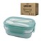 Ланч-бокс контейнер, 3 секции, 8 отделений, 1,9 л, ложка, вилка, нож, 10х21х14 см, мятный, JOYLUX (ДЖОЙЛЮКС), 609350 - фото 15009674