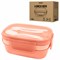 Ланч-бокс контейнер, 3 секции, 8 отделений, 1,9 л, ложка, вилка, нож, 10х21х14 см, персиковый, JOYLUX (ДЖОЙЛЮКС), 609351 - фото 15009675