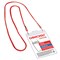 Бейдж вертикальный БОЛЬШОЙ (120х90 мм), на красном шнурке 45 см, 2 карабина, ОФИСМАГ, 235720 - фото 15055577