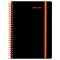 Тетрадь обложка пластик, А5 80 л., спираль пластик, резинка, клетка, BRAUBERG, черный/оранжевый, 405386 - фото 15258488