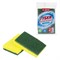 Губки для посуды 95x65х20 мм, ЦЕЛЛЮЛОЗНЫЕ + АБРАЗИВ, КОМПЛЕКТ 2 штуки, желтые/зеленый абразив, LAIMA, 700256 - фото 16416634