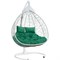 Подвесное двухместное кресло-кокон Лаура FISHT белое + белый каркас, подушка зеленая FIS - фото 16716231